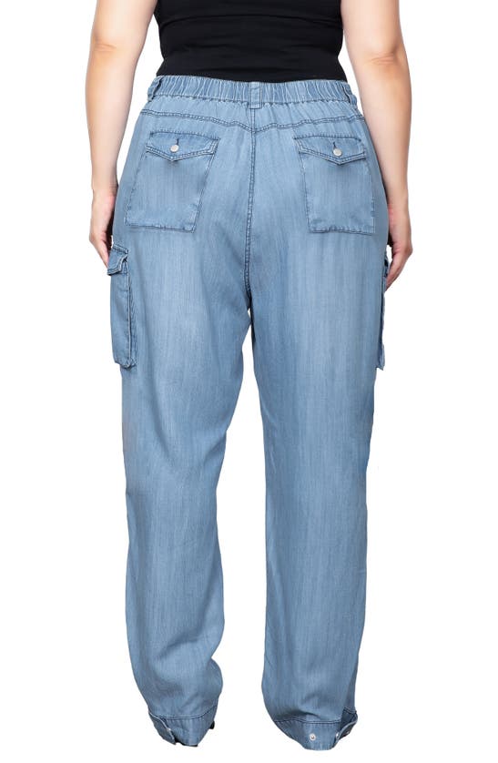 Shop Standards & Practices High Waist Chambray Cargo Pants In Bleach Blue