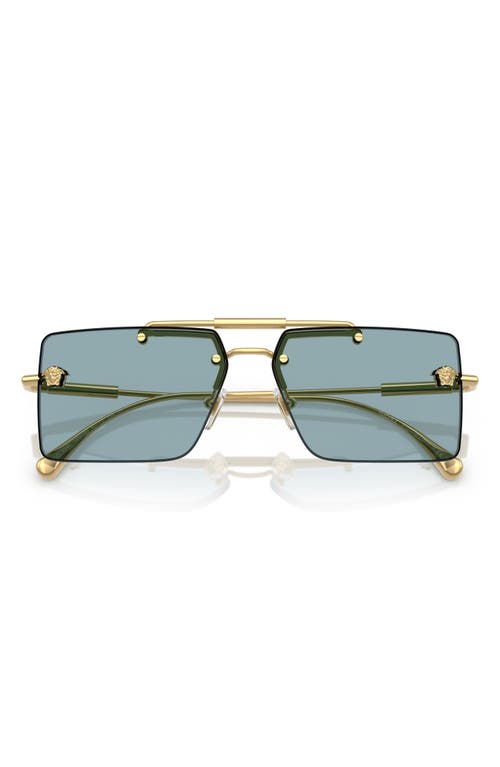 Shop Versace 60mm Rectangular Sunglasses In Blue Gold