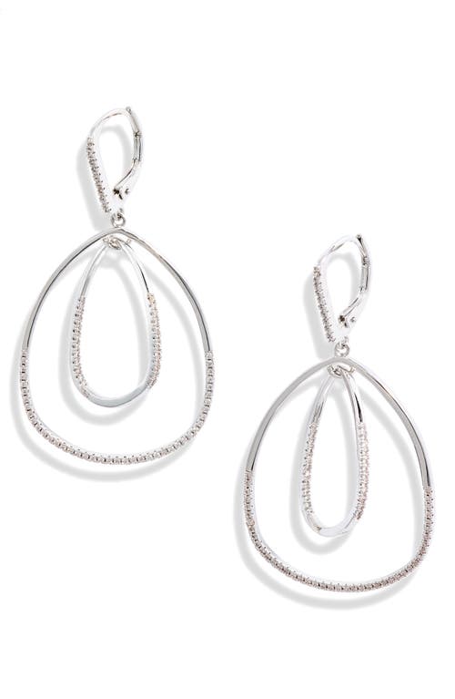 Nordstrom Pavé Inset Oval Orbital Earrings in Clear- Silver at Nordstrom