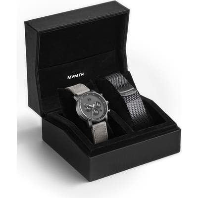 Mvmt The Chrono Chronograph Leather Strap Watch & Mesh Strap Set, 40Mm