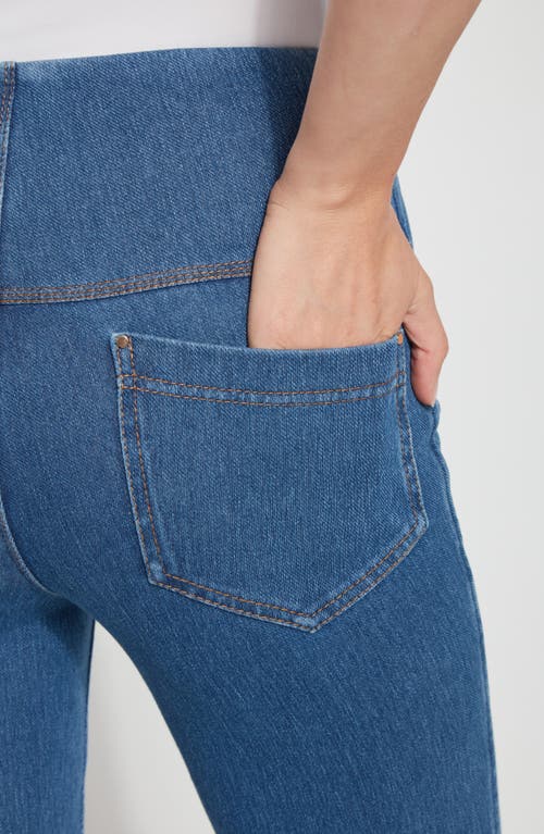 Shop Lyssé Pull-on Baby Bootcut Ankle Jeans In Midwash