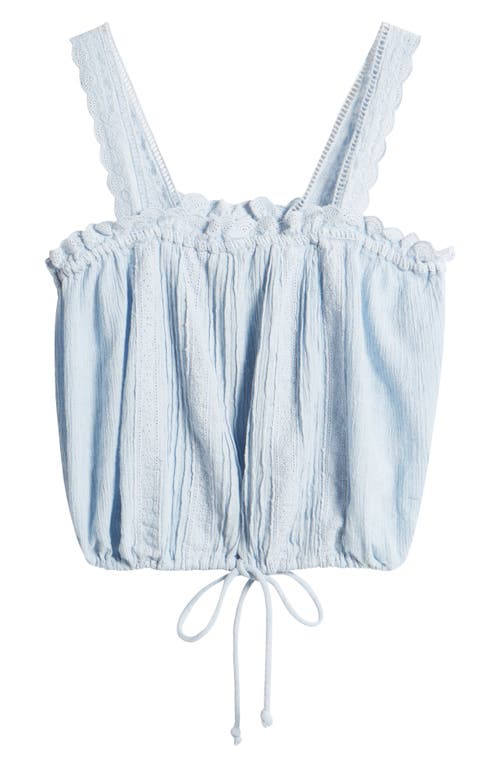 Shop Free People Because Of You Cotton & Linen Drawstring Waist Camisole In Chambray