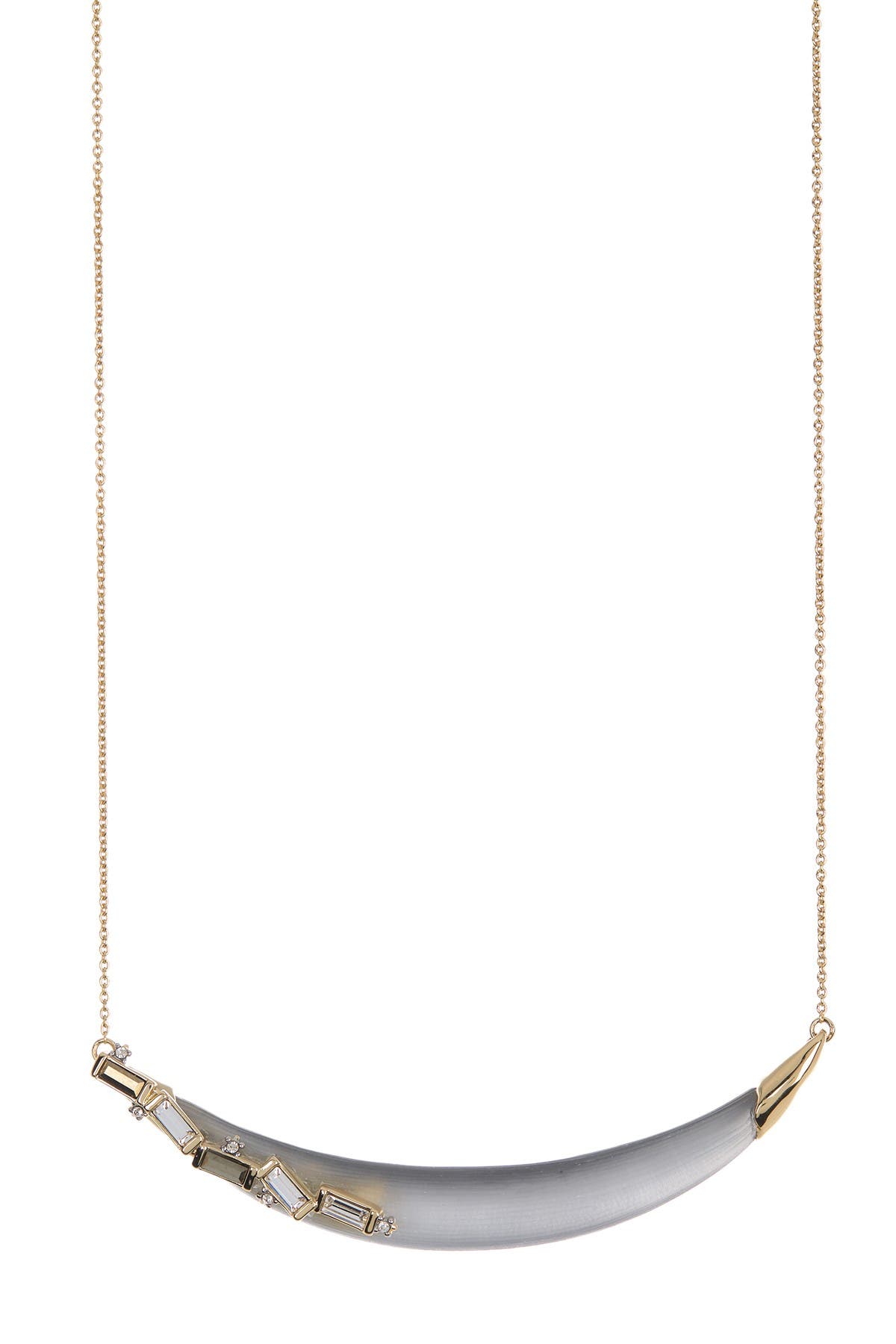Alexis Bittar Crystal Baguette Crescent Necklace In Grey
