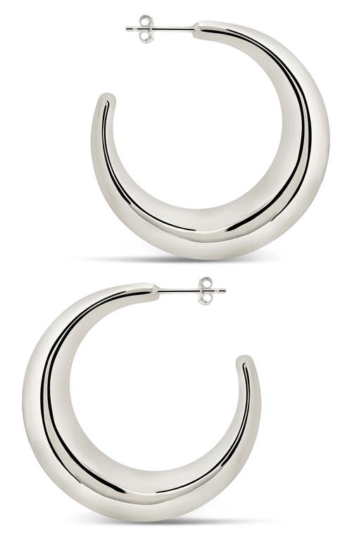 Sterling Forever Trixie Tapered Hoop Earrings in Silver at Nordstrom