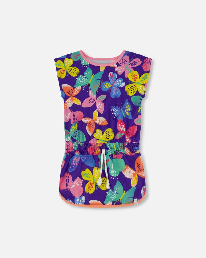 Shop Deux Par Deux Little Girl's Tunic Printed Colorful Butterflies