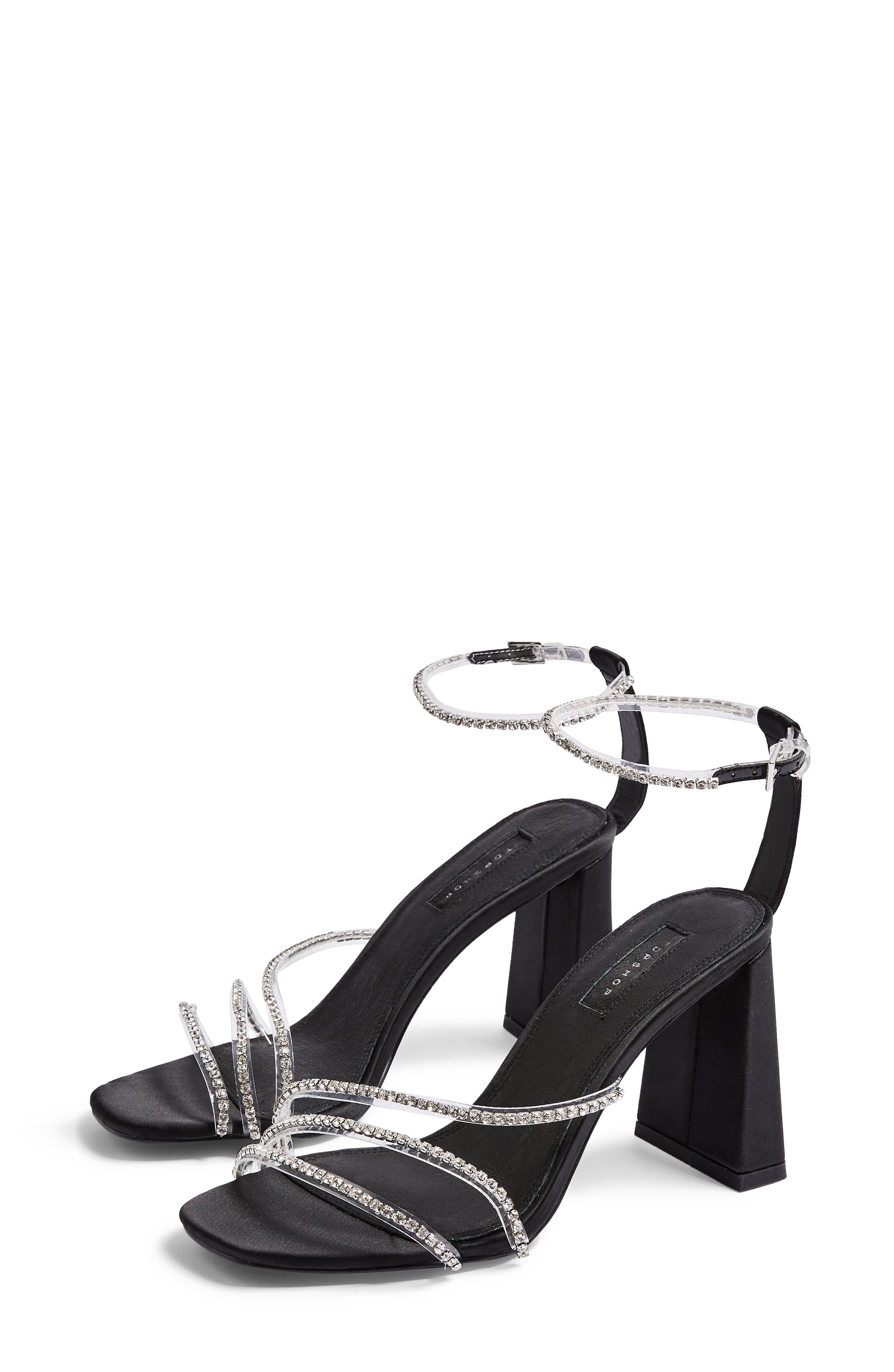TOPSHOP Sky Diamonte Ankle Strap Sandal, Main, color, BLACK MULTI