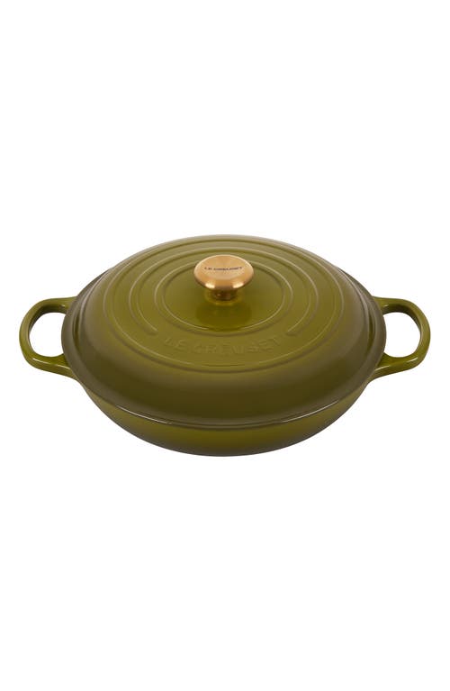 Shop Le Creuset Signature 3.5-quart Enameled Cast Iron Braiser In Olive