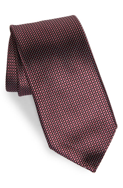 ZEGNA TIES Paglie Small Weave Mulberry Silk Tie in Red at Nordstrom