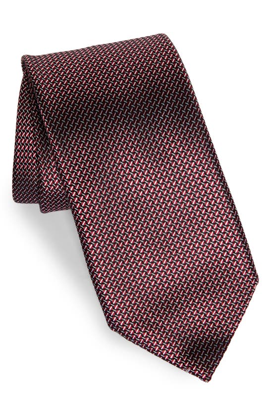 Zegna Ties Paglie Small Weave Mulberry Silk Tie In Burgundy