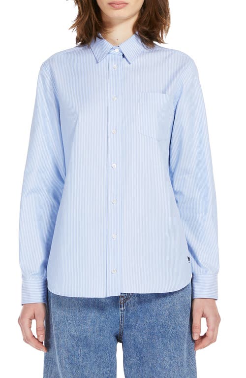 Shop Max Mara Weekend  Piadena Stripe Cotton Button-up Shirt In Light Blue