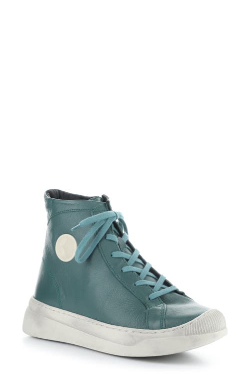 Softinos By Fly London Appe Lace-up High Top Sneaker In Teal Smooth Leatherther