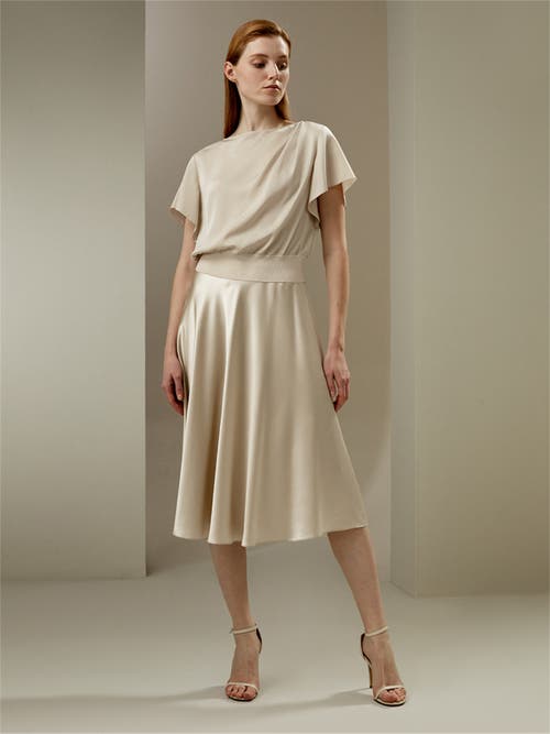 Shop Lilysilk Short Rippled Batwing Sleeves Silk Shirt In Cream
