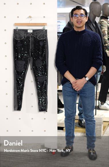 mens sequin jeans