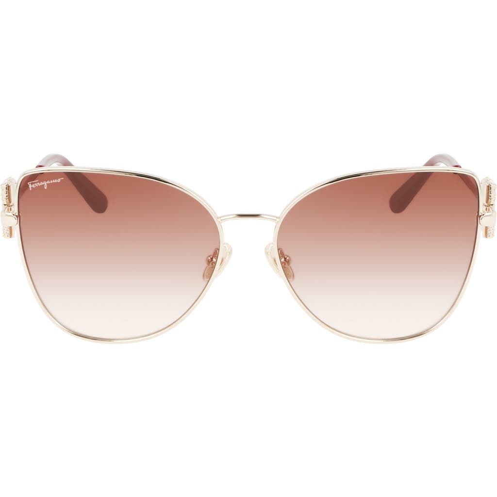 Ferragamo 60mm Gradient Cat Eye Sunglasses In Gold