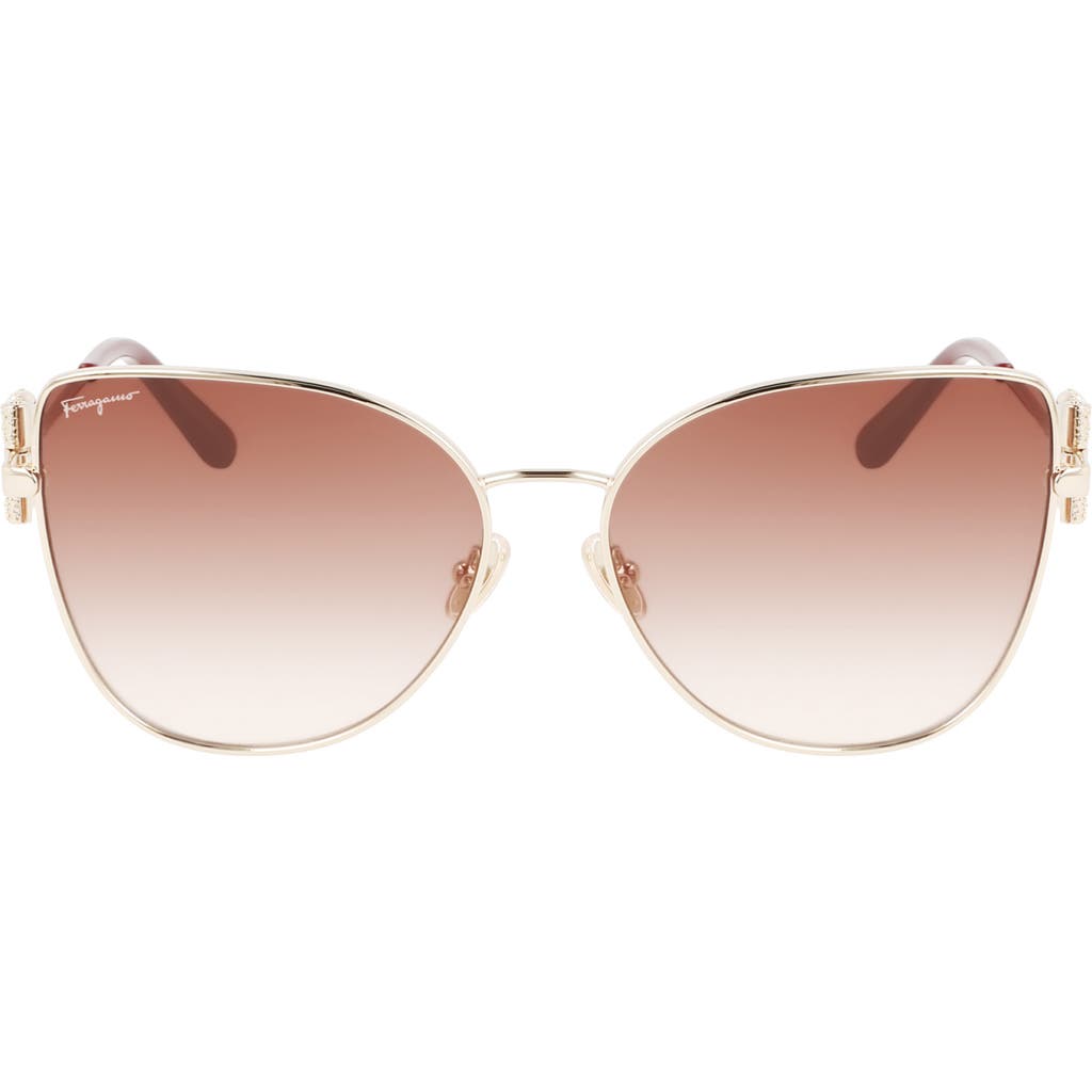 Ferragamo 60mm Gradient Cat Eye Sunglasses In Gold/brown Gradient