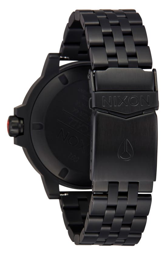Shop Nixon The Stinger Dive Bracelet Watch, 44mm In All Black / Lum