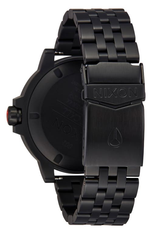 Shop Nixon The Stinger Dive Bracelet Watch, 44mm In All Black/lum