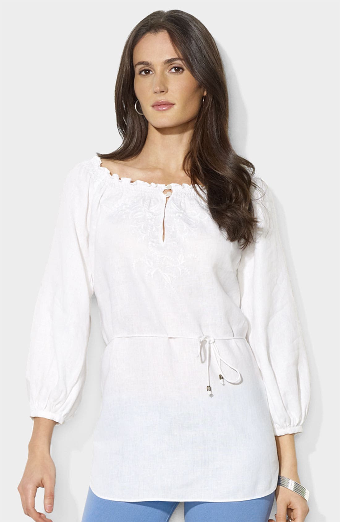 Lauren Ralph Lauren Embroidered Linen Tunic Nordstrom
