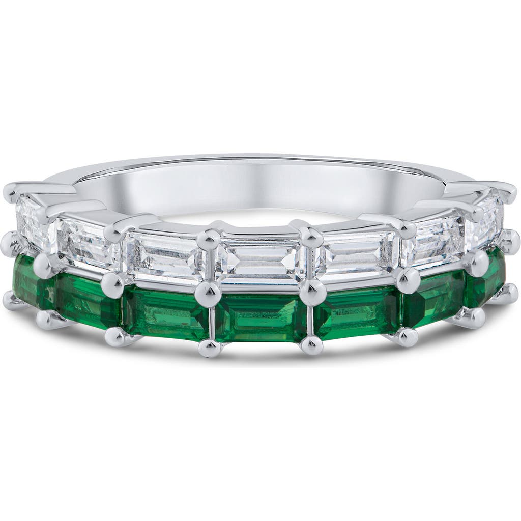 Cz By Kenneth Jay Lane Baguette Cubic Zirconia Double Band Ring In Green/silver
