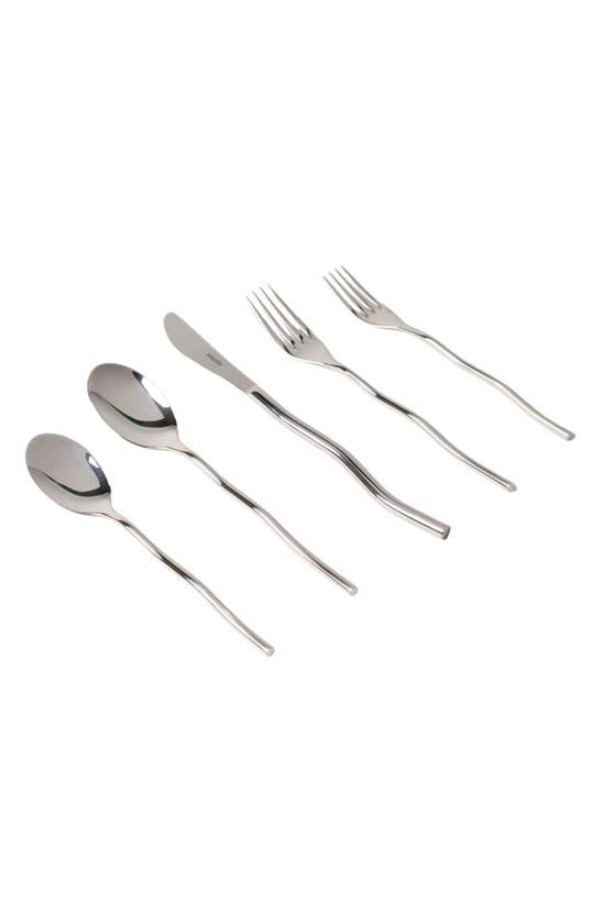 Misette Squiggle 5-piece Flatware Set In Shiny Silver