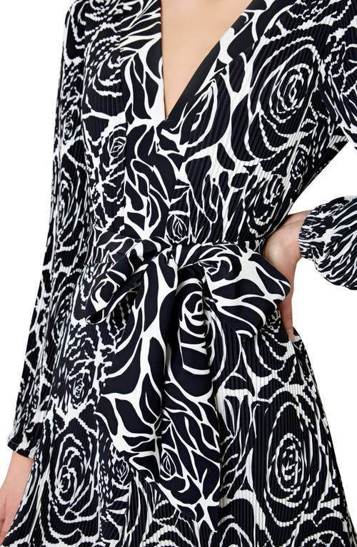 Shop Milly Liv Black Rose Print Long Sleeve Minidress