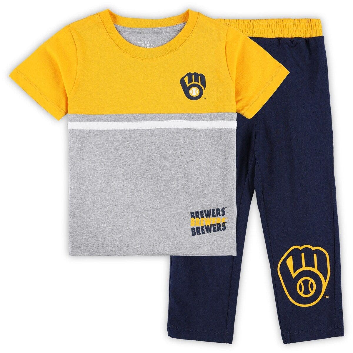 Navy baseball number tee&pant set
