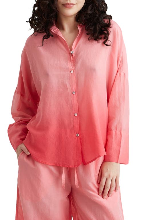 Papinelle Ombré Oversize Cotton Pajama Shirt Geranium at Nordstrom,