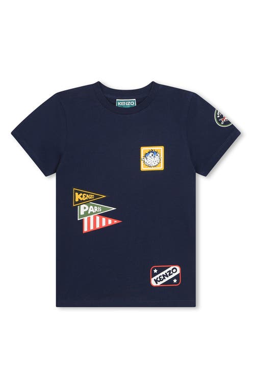 KENZO Kids' Retro Logo Cotton Graphic T-Shirt Navy at