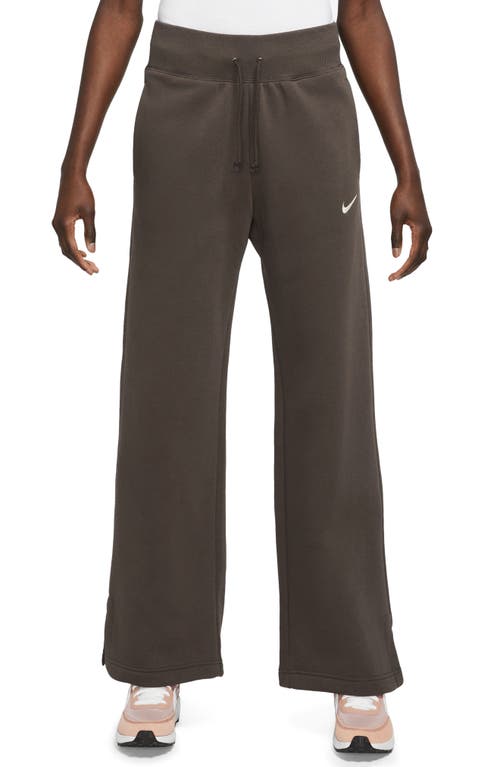 Shop Nike Sportswear Phoenix High Waist Wide Leg Sweatpants In Baroque Brown/sail