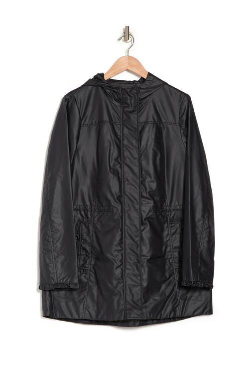 Gal Meets Glam Collection Hooded Raincoat In Black