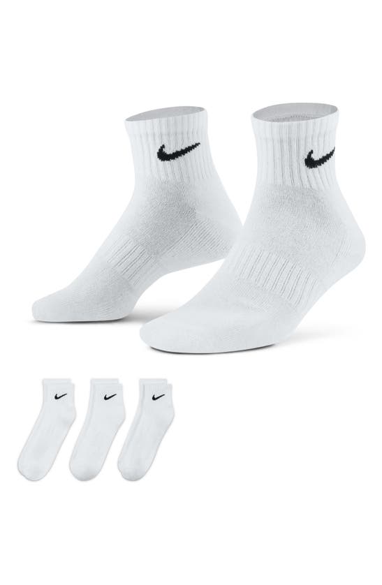 Nike Kids' Assorted 3-pack Dri-fit Everyday Cushioned Ankle Socks In White/ Black