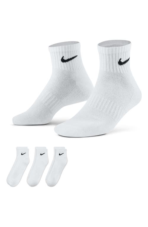 Nike Kids' Assorted 3-pack Dri-fit Everyday Cushioned Ankle Socks In White/black