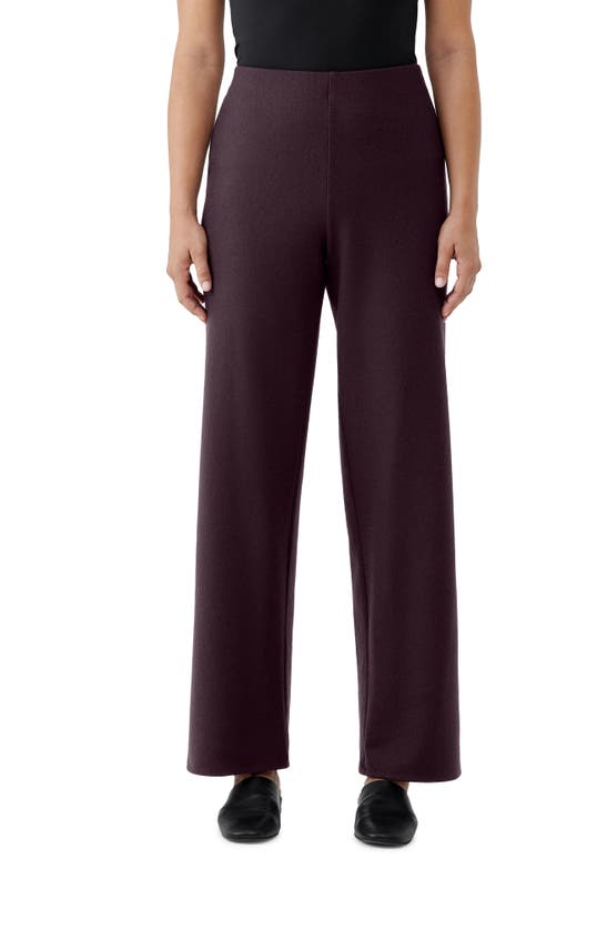Eileen Fisher High Waist Straight Leg Wool Pants In Cassis