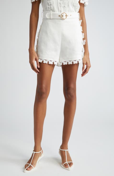 4 PACK White Lace Trim High Waisted Shorts