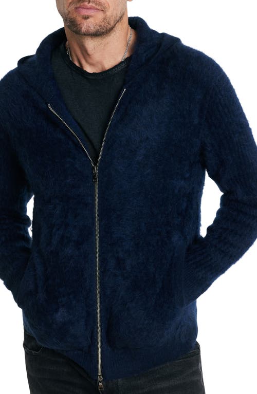 Shop John Varvatos Catherine Hooded Cashmere Zip Cardigan In Midnight