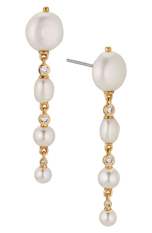 Siren Cultured Pearl Linear Drop Earrings in Gold