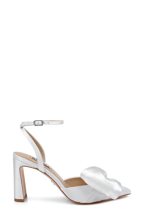 Shop Badgley Mischka Collection Alease Ankle Strap Pointed Toe Pump In White Satin