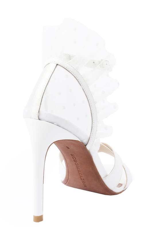 Shop Bcbgmaxazria Stella Ruffle Ankle Strap Sandal In White Patent
