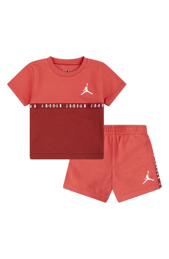 Shop Jordan Jumpman Blocked Taping French Terry T-shirt & Shorts Set In Lobster