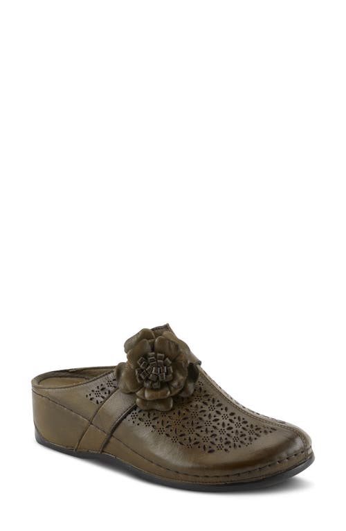 Spring Step Lilybean Wedge Mule In Olive Green