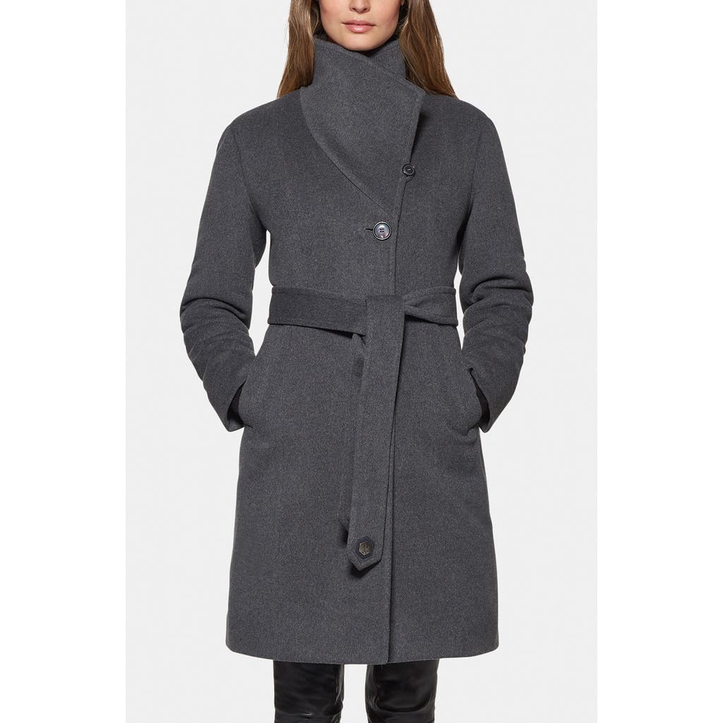 Shop Norwegian Wool Waterproof Wool Blend Coat With 750 Fill Power Quilted Down Lining In Charcoal