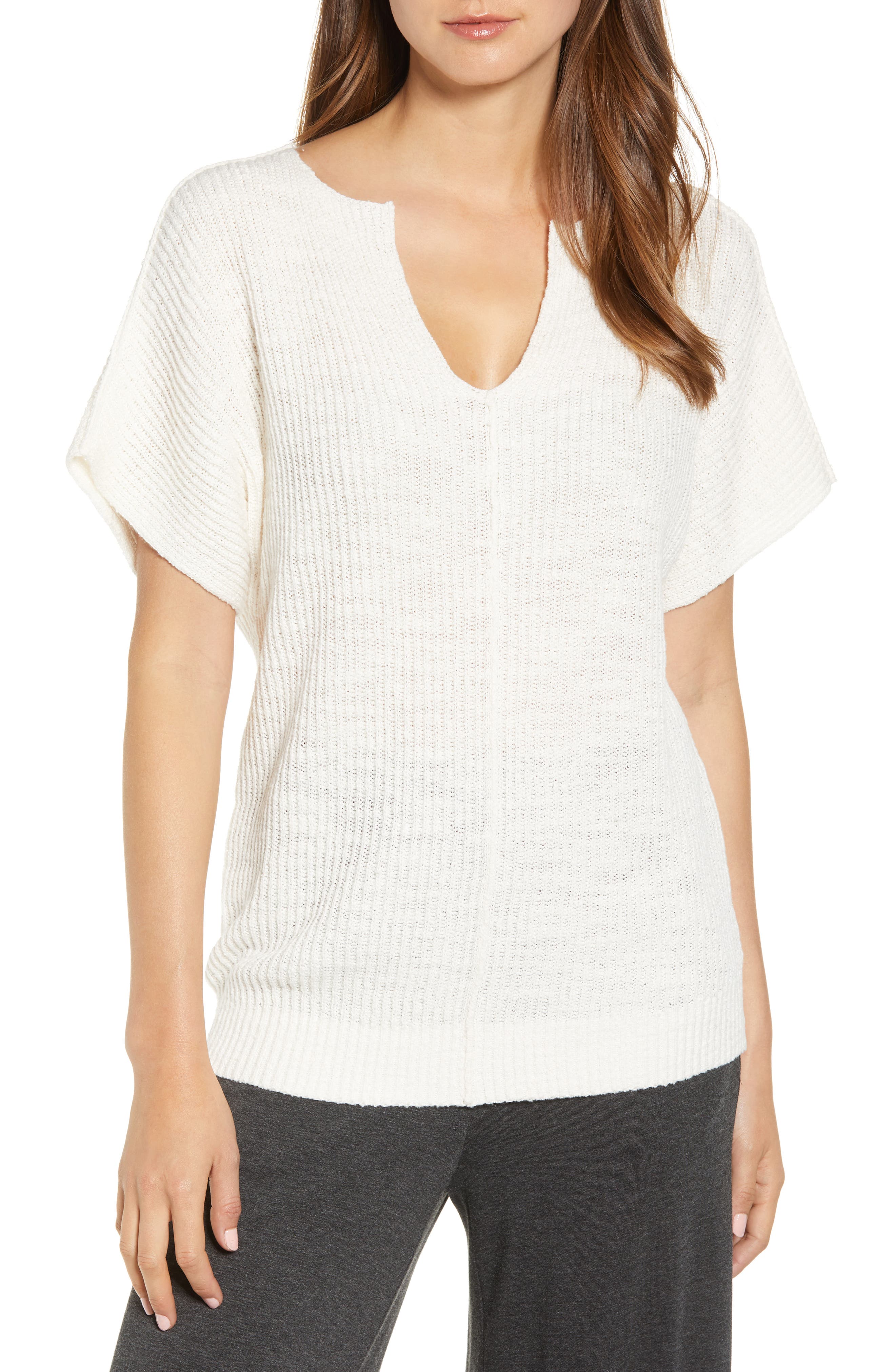 Lou & Grey Villa Split Neck Sweater, White