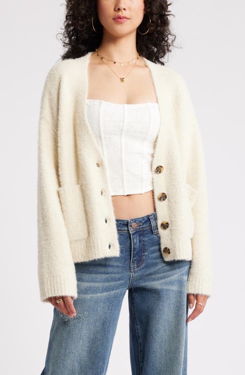 Shop Bp. Fuzzy Cardigan In Ivory Dove