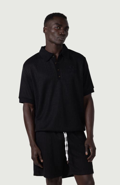 Shop Honor The Gift Oversize Pointelle Polo In Black