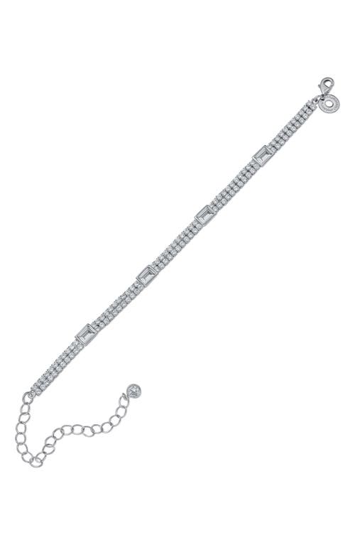 Cz By Kenneth Jay Lane Two Row Cz Tennis Bracelet In Clear/silver