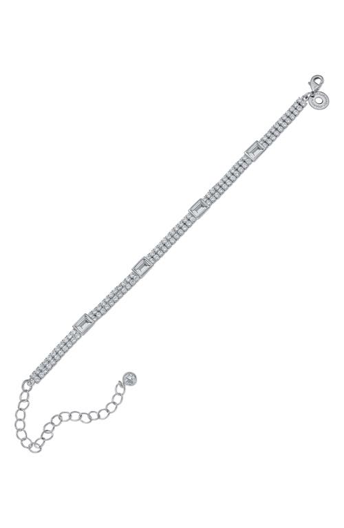 Shop Cz By Kenneth Jay Lane Two Row Cz Tennis Bracelet In Clear/silver