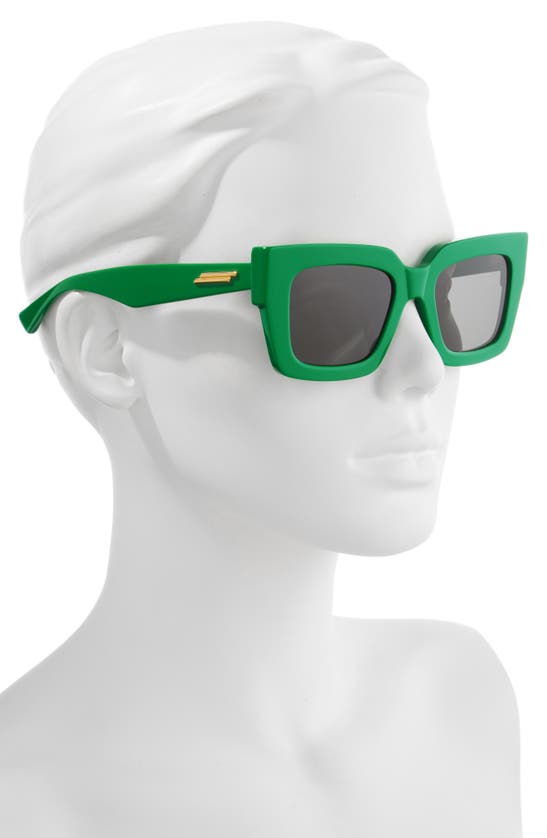 Shop Bottega Veneta 52mm Rectangular Sunglasses In Green