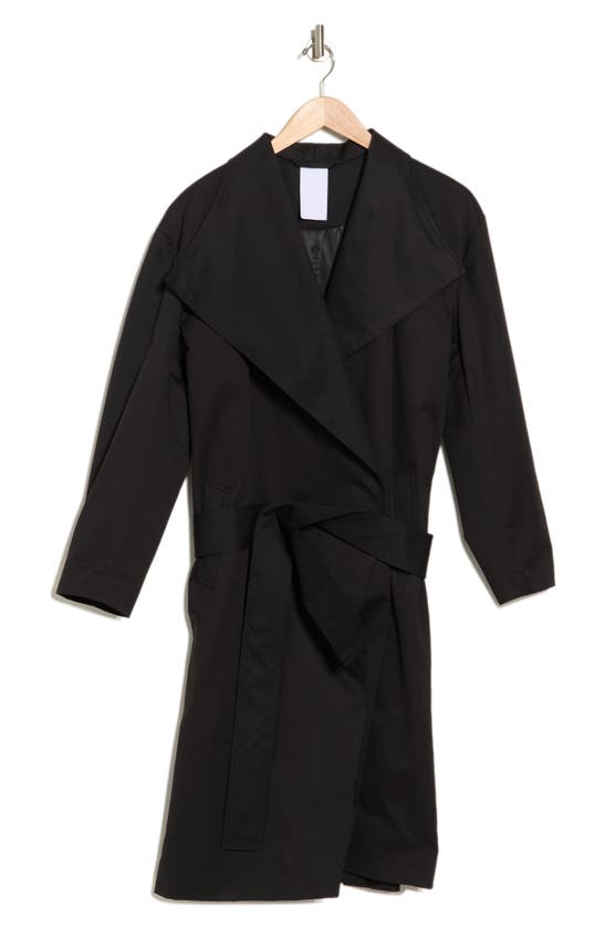 Noize Rose Tie Waist Trench Coat In Black