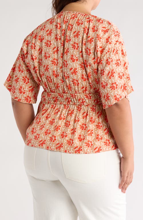 Joie Renae Short Sleeve Peplum Top In Vibrant Red Multi