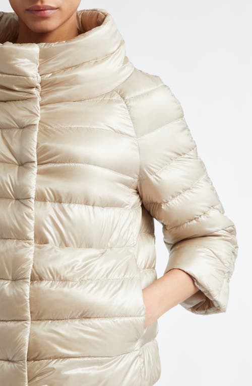 Herno Sofia Iconic Down Crop Puffer Jacket In Champagne